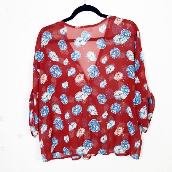 PINS and needle sheer floral button down blouse - Picture 8 of 11